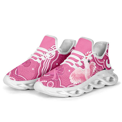 Australia Breast Cancer Support Clunky Sneakers Pink Cockatoo Ribbon Aboriginal Art