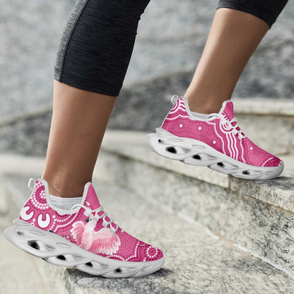 Australia Breast Cancer Support Clunky Sneakers Pink Cockatoo Ribbon Aboriginal Art