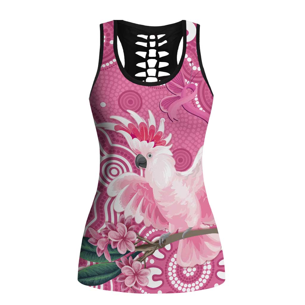 Australia Breast Cancer Support Hollow Tank Top Pink Cockatoo Ribbon Aboriginal Art