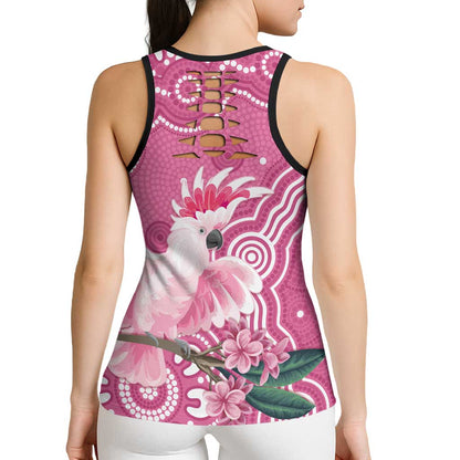 Australia Breast Cancer Support Hollow Tank Top Pink Cockatoo Ribbon Aboriginal Art