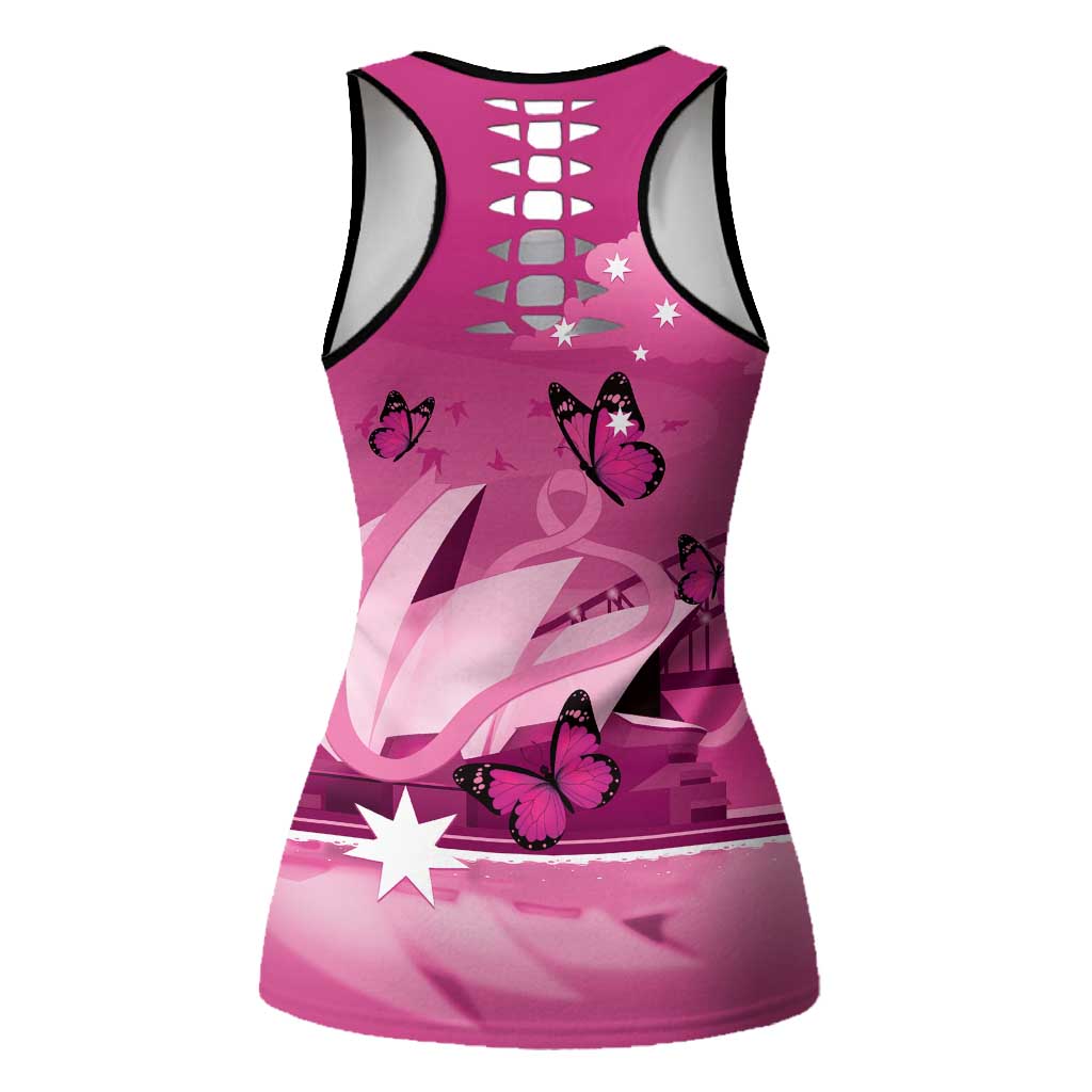 Australia Breast Cancer Support Hollow Tank Top Sydney Opera House Butterfly Pink Ribbon