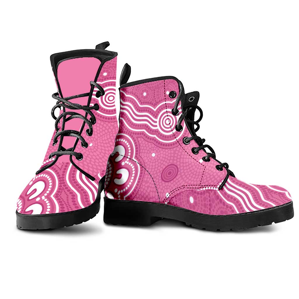 Australia Breast Cancer Support Leather Boots Pink Cockatoo Ribbon Aboriginal Art