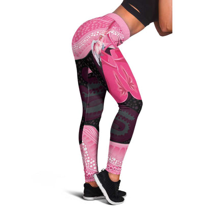 Australia Breast Cancer Support Leggings Pink Cockatoo Fight Boxing Gloves Aboriginal Art