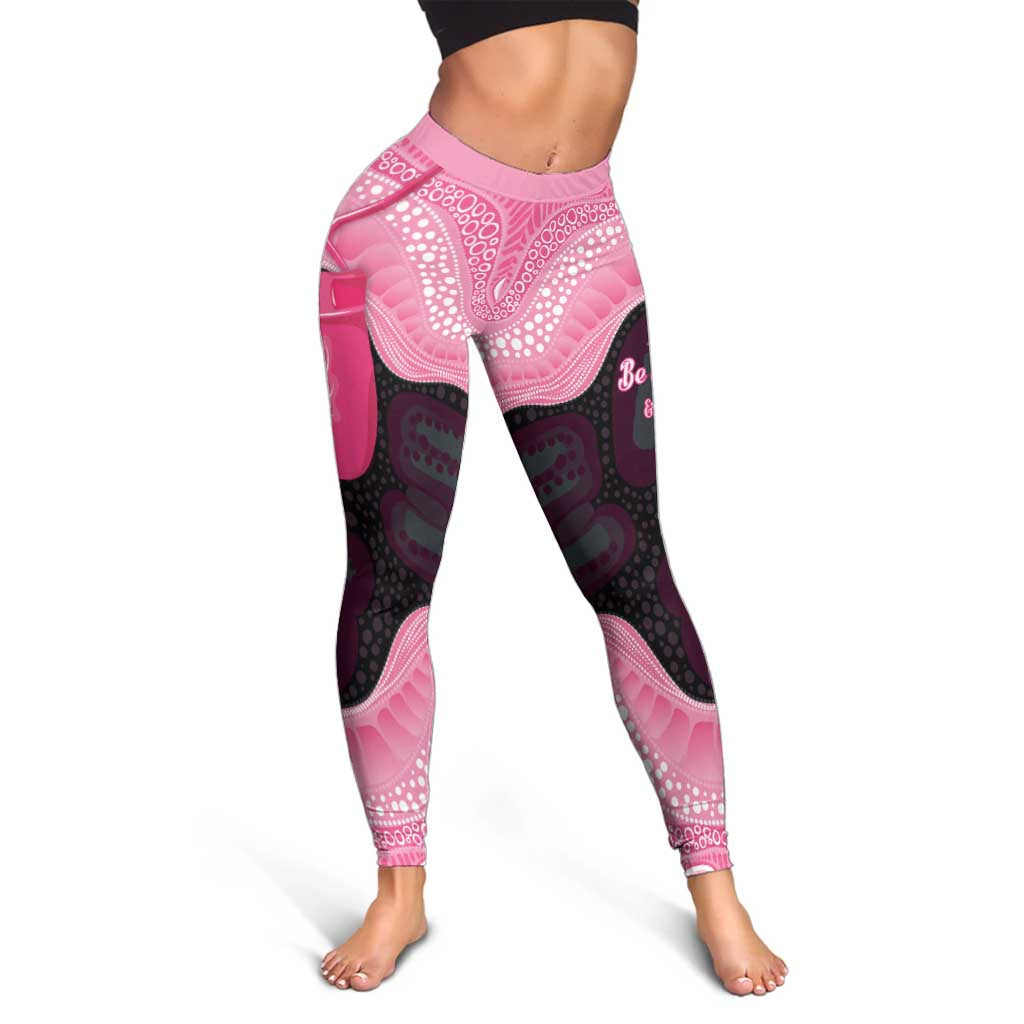 Australia Breast Cancer Support Leggings Pink Cockatoo Fight Boxing Gloves Aboriginal Art