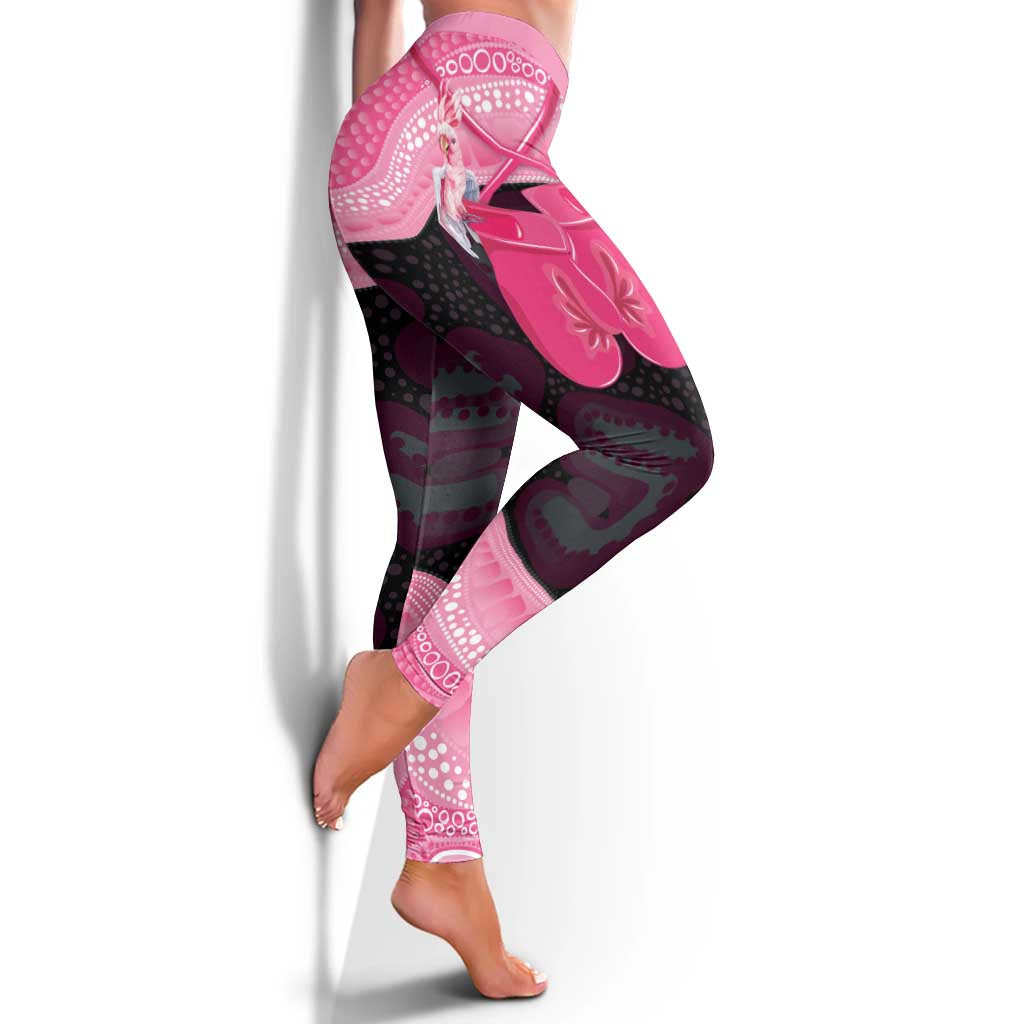 Australia Breast Cancer Support Leggings Pink Cockatoo Fight Boxing Gloves Aboriginal Art