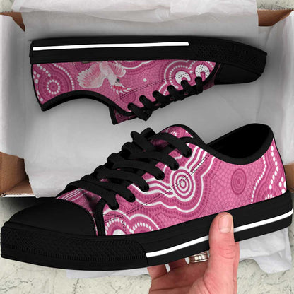 Australia Breast Cancer Support Low Top Shoes Pink Cockatoo Ribbon Aboriginal Art