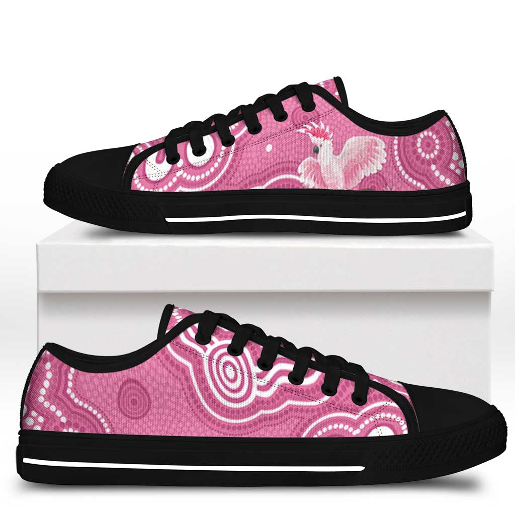 Australia Breast Cancer Support Low Top Shoes Pink Cockatoo Ribbon Aboriginal Art