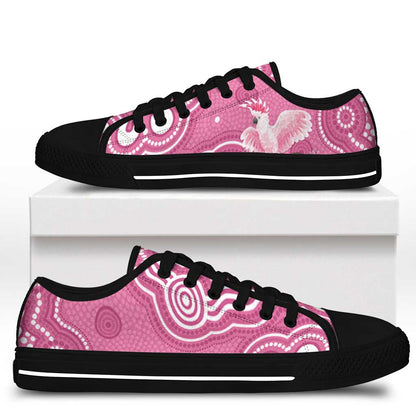Australia Breast Cancer Support Low Top Shoes Pink Cockatoo Ribbon Aboriginal Art