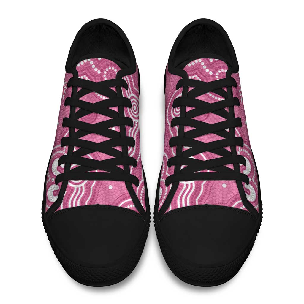 Australia Breast Cancer Support Low Top Shoes Pink Cockatoo Ribbon Aboriginal Art