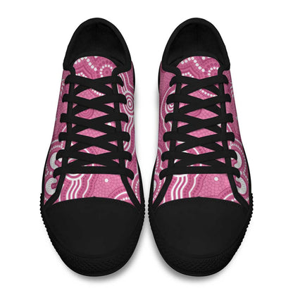 Australia Breast Cancer Support Low Top Shoes Pink Cockatoo Ribbon Aboriginal Art