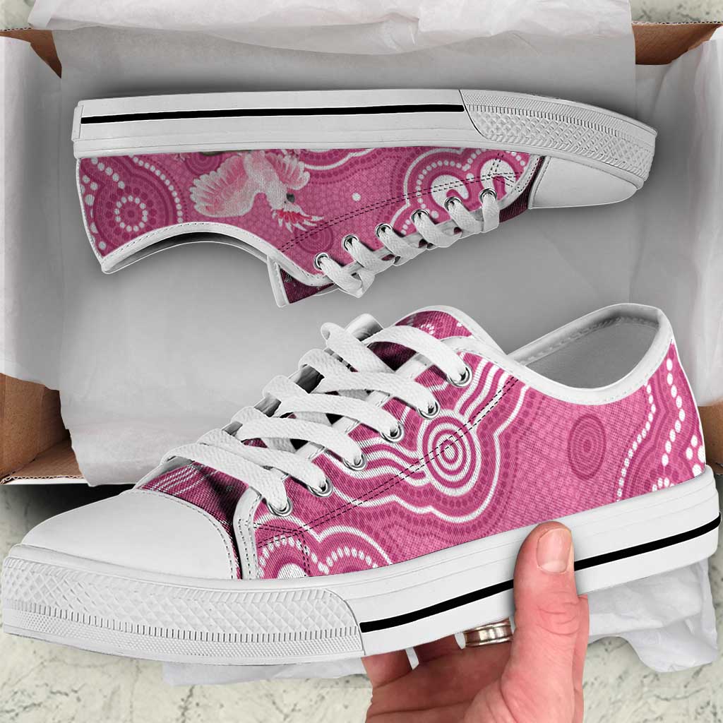 Australia Breast Cancer Support Low Top Shoes Pink Cockatoo Ribbon Aboriginal Art