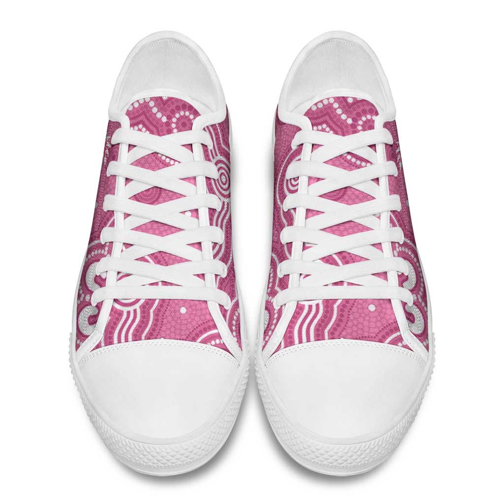 Australia Breast Cancer Support Low Top Shoes Pink Cockatoo Ribbon Aboriginal Art