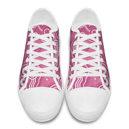 Australia Breast Cancer Support Low Top Shoes Pink Cockatoo Ribbon Aboriginal Art