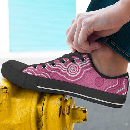 Australia Breast Cancer Support Low Top Shoes Pink Cockatoo Ribbon Aboriginal Art
