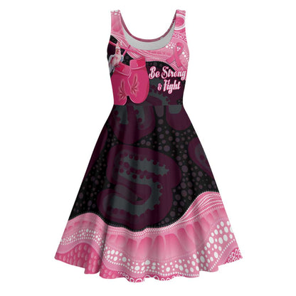 Australia Breast Cancer Support Midi Dress Pink Cockatoo Fight Boxing Gloves Aboriginal Art