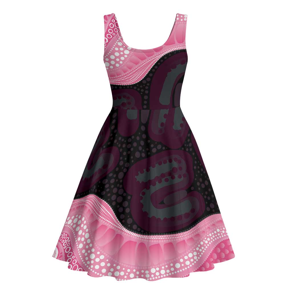 Australia Breast Cancer Support Midi Dress Pink Cockatoo Fight Boxing Gloves Aboriginal Art