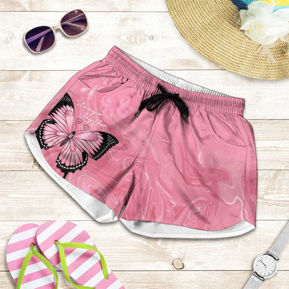 Australia Breast Cancer Support Shorts for Women Pink Ribbon Butterfly Opal Pattern