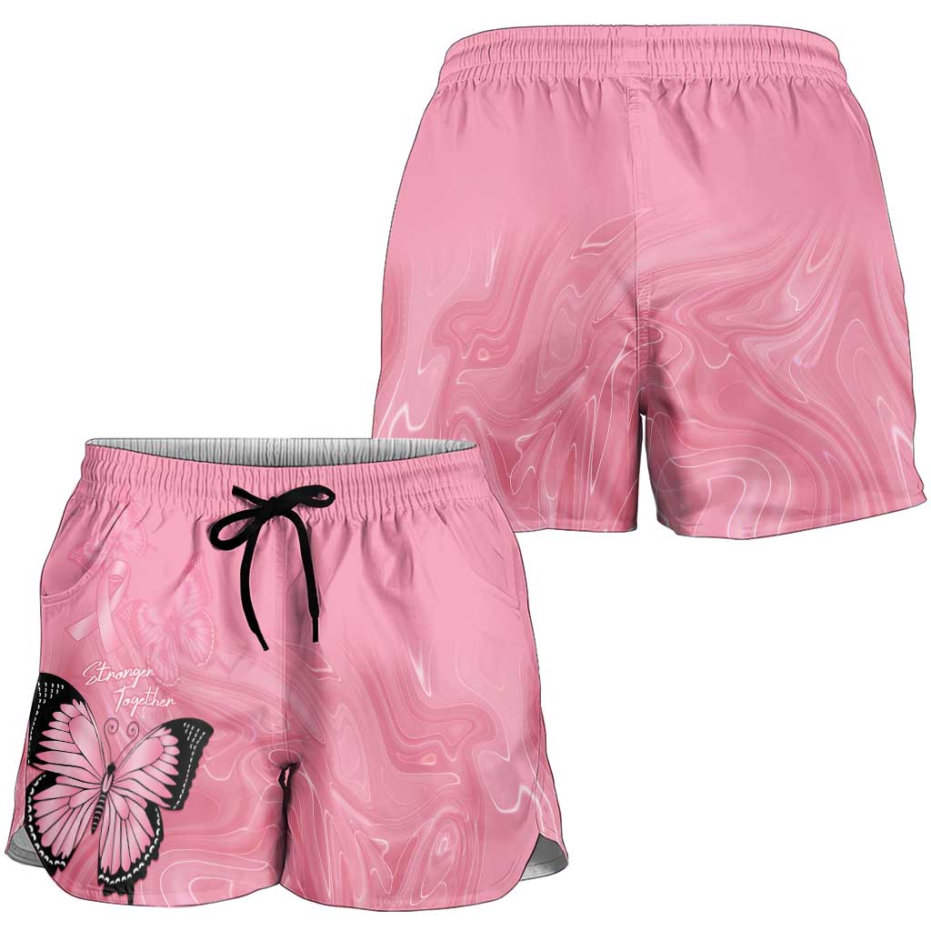 Australia Breast Cancer Support Shorts for Women Pink Ribbon Butterfly Opal Pattern