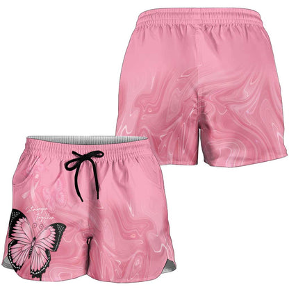 Australia Breast Cancer Support Shorts for Women Pink Ribbon Butterfly Opal Pattern
