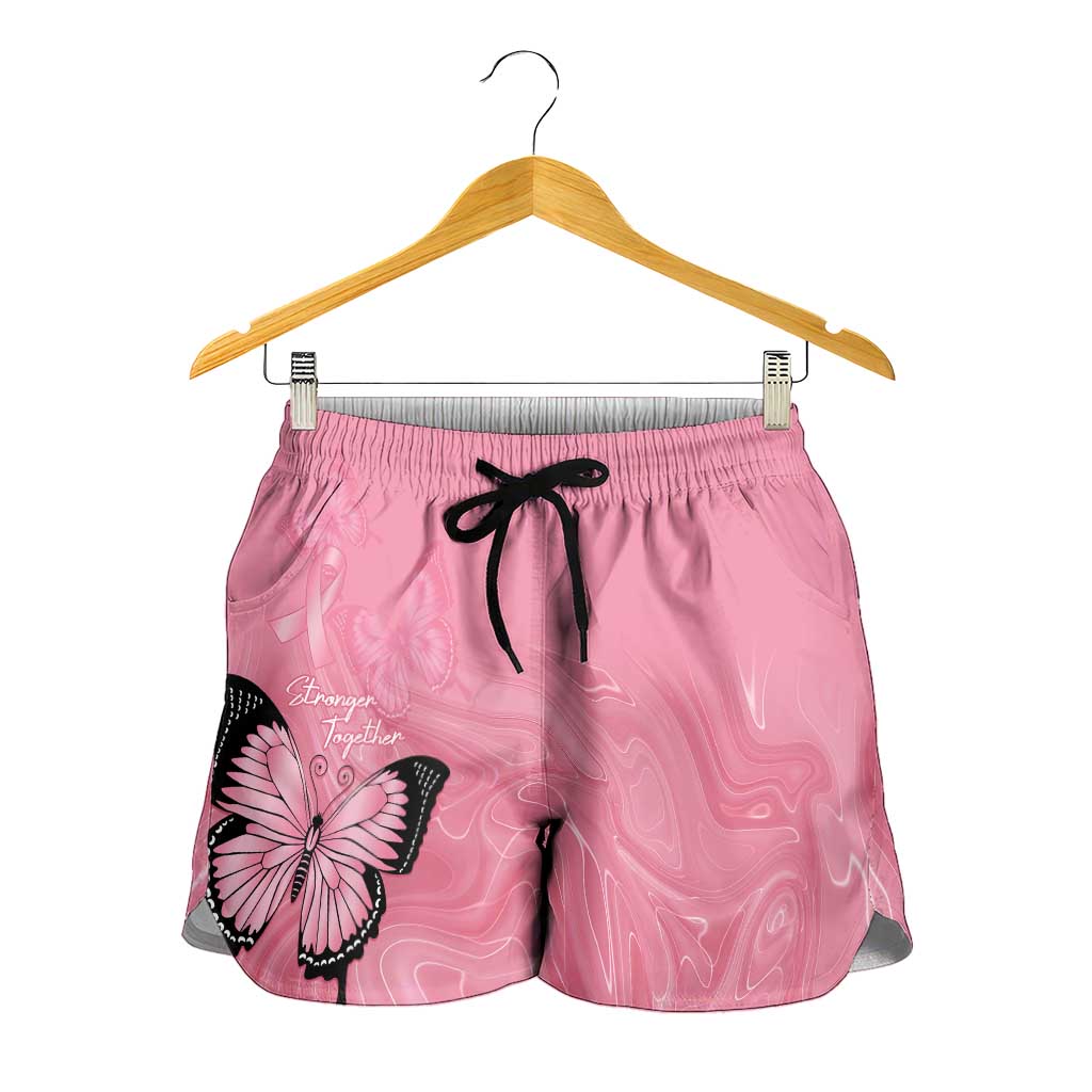 Australia Breast Cancer Support Shorts for Women Pink Ribbon Butterfly Opal Pattern