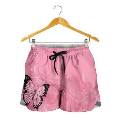 Australia Breast Cancer Support Shorts for Women Pink Ribbon Butterfly Opal Pattern