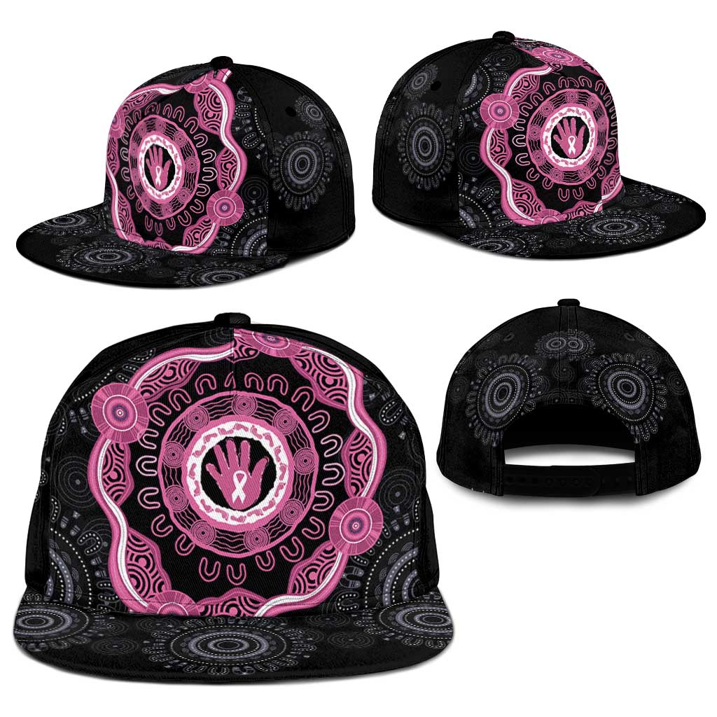 Australia Breast Cancer Support Snapback Cap Brave Strong Aboriginal Art
