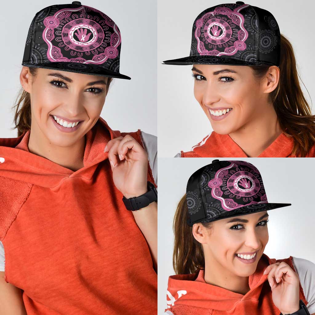 Australia Breast Cancer Support Snapback Cap Brave Strong Aboriginal Art