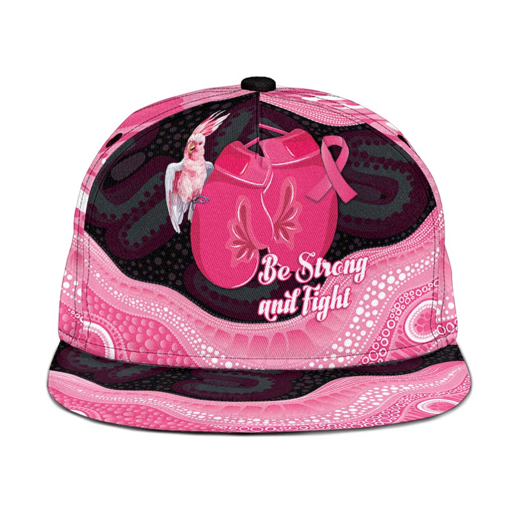 Australia Breast Cancer Support Snapback Cap Pink Cockatoo Fight Boxing Gloves Aboriginal Art
