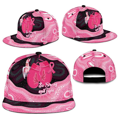 Australia Breast Cancer Support Snapback Cap Pink Cockatoo Fight Boxing Gloves Aboriginal Art