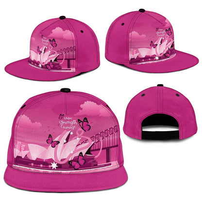 Australia Breast Cancer Support Snapback Cap Sydney Opera House Butterfly Pink Ribbon