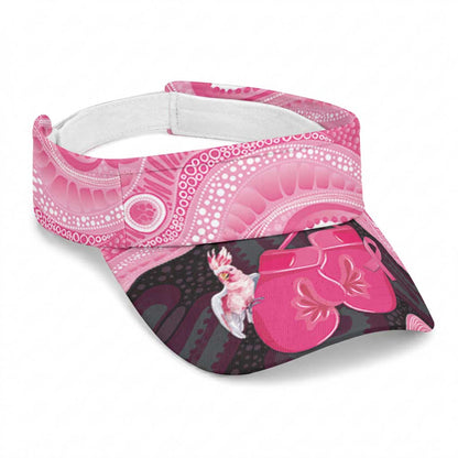 Australia Breast Cancer Support Sun Visor Cap Pink Cockatoo Fight Boxing Gloves Aboriginal Art