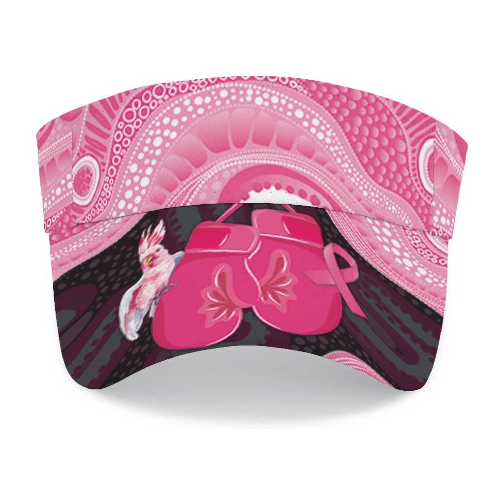 Australia Breast Cancer Support Sun Visor Cap Pink Cockatoo Fight Boxing Gloves Aboriginal Art