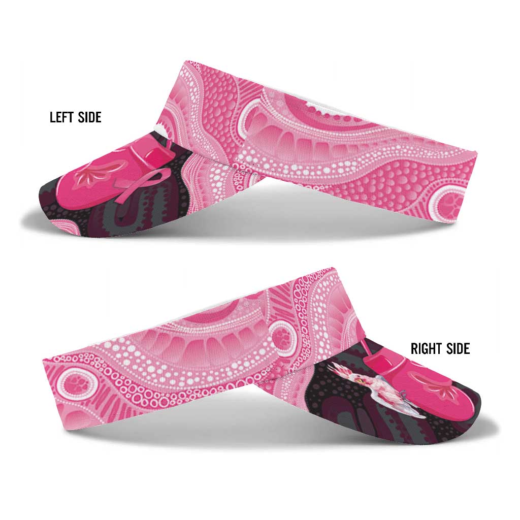 Australia Breast Cancer Support Sun Visor Cap Pink Cockatoo Fight Boxing Gloves Aboriginal Art