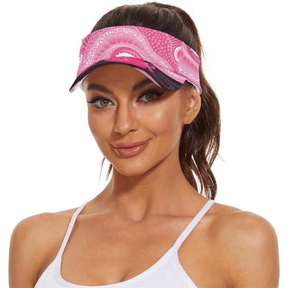 Australia Breast Cancer Support Sun Visor Cap Pink Cockatoo Fight Boxing Gloves Aboriginal Art