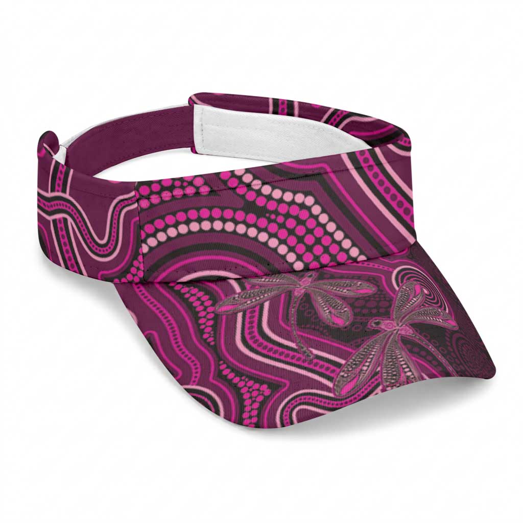 Australia Breast Cancer Support Sun Visor Cap Pink Dragonflies Aboriginal Art