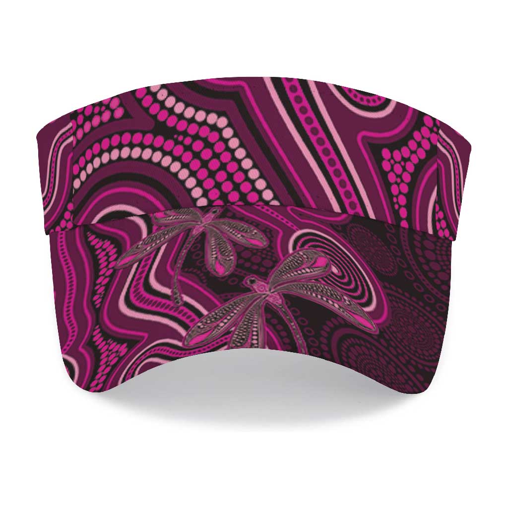 Australia Breast Cancer Support Sun Visor Cap Pink Dragonflies Aboriginal Art