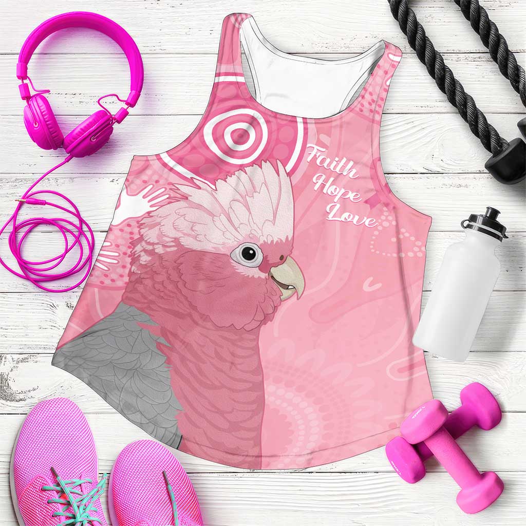 Australia Breast Cancer Support Women Racerback Tank Galah Faith Hope Love Pink Month