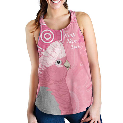 Australia Breast Cancer Support Women Racerback Tank Galah Faith Hope Love Pink Month