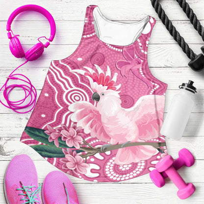 Australia Breast Cancer Support Women Racerback Tank Pink Cockatoo Ribbon Aboriginal Art