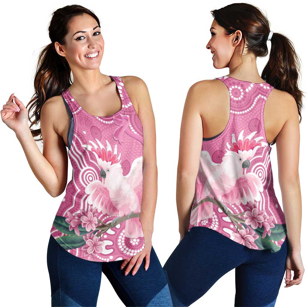 Australia Breast Cancer Support Women Racerback Tank Pink Cockatoo Ribbon Aboriginal Art