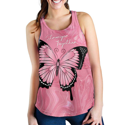 Australia Breast Cancer Support Women Racerback Tank Pink Ribbon Butterfly Opal Pattern