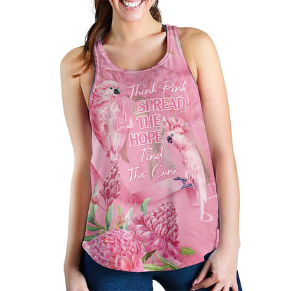 Australia Breast Cancer Support Women Racerback Tank Think Pink Cockatoos Ribbon