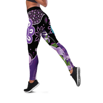 Australia Epilepsy Support Leggings Purple-crowned Fairywren Boronia Aboriginal
