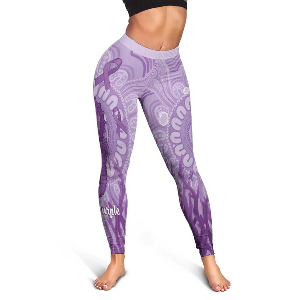 Australia Epilepsy Support Leggings Seahorse Think Purple Ribbon Aboriginal