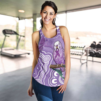 Australia Epilepsy Support Women Racerback Tank Purple Budgerigar Plumeria Aboriginal