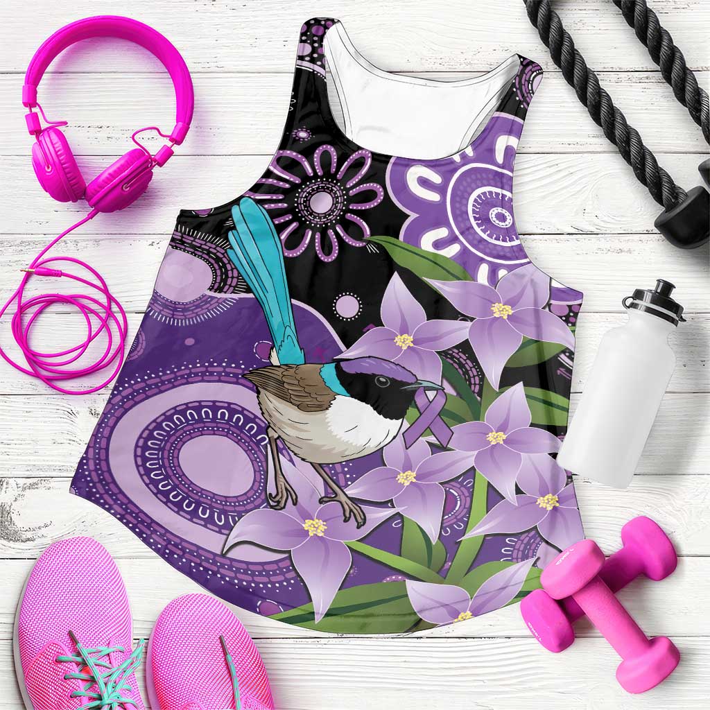 Australia Epilepsy Support Women Racerback Tank Purple-crowned Fairywren Boronia Aboriginal