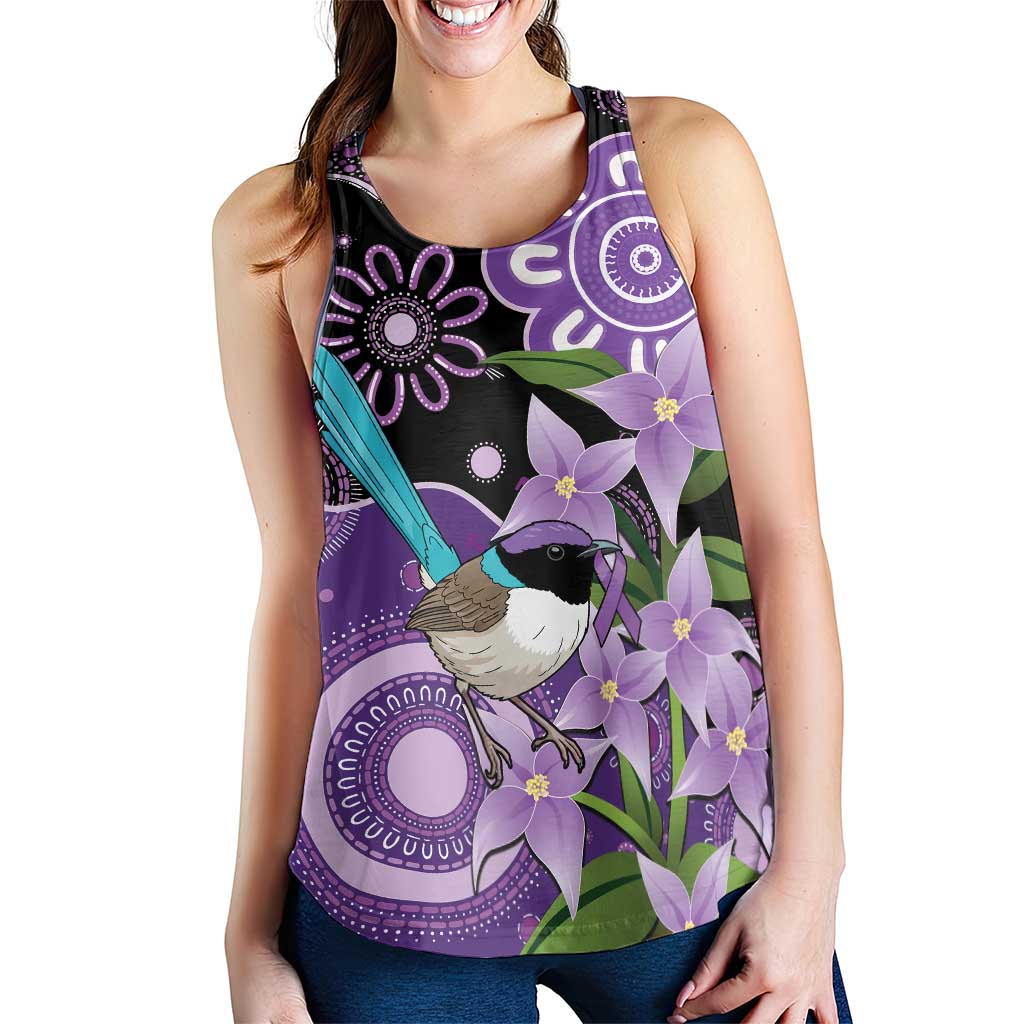 Australia Epilepsy Support Women Racerback Tank Purple-crowned Fairywren Boronia Aboriginal