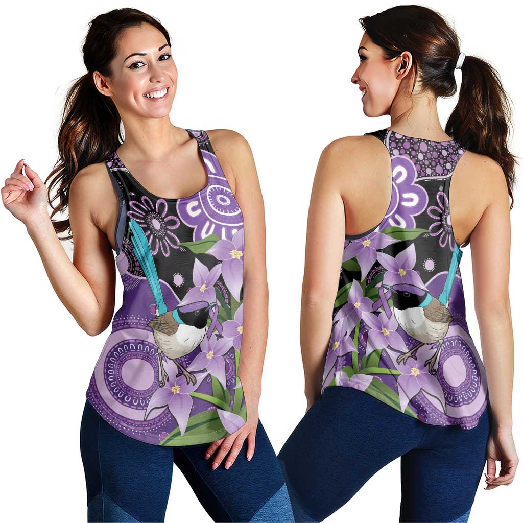 Australia Epilepsy Support Women Racerback Tank Purple-crowned Fairywren Boronia Aboriginal