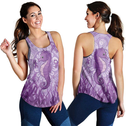 Australia Epilepsy Support Women Racerback Tank Seahorse Think Purple Ribbon Aboriginal