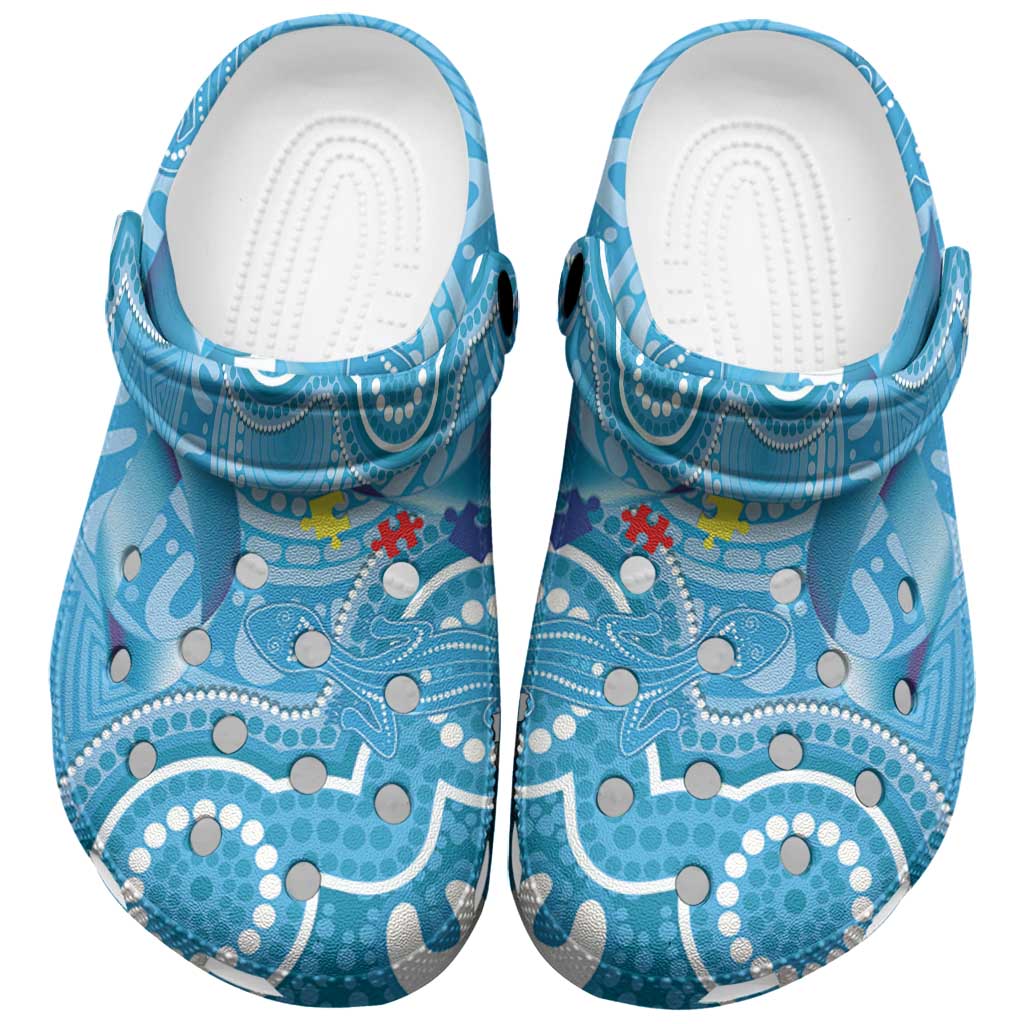 Australia Indigenous Clogs Shoes Blue Ribbon Lizards Autism Support